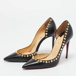 Pre Owned Christian Louboutin Black Leather Irishell Pumps Size 36.5