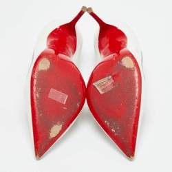 Pre Owned Christian Louboutin White Leather Princess Pumps Size 35