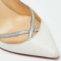 Pre Owned Christian Louboutin White Leather Princess Pumps Size 35
