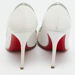 Pre Owned Christian Louboutin White Leather Princess Pumps Size 35