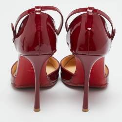 Pre Owned Christian Louboutin Burgundy Patent Leather Vampana Mary Jane Pumps Size 36