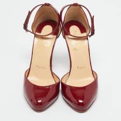 Pre Owned Christian Louboutin Burgundy Patent Leather Vampana Mary Jane Pumps Size 36
