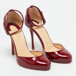 Pre Owned Christian Louboutin Burgundy Patent Leather Vampana Mary Jane Pumps Size 36