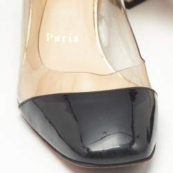 Pre Owned Christian Louboutin Transparent/Black Patent And PVC Gallica Pumps Size 37