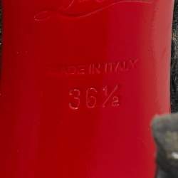 Pre Owned Christian Louboutin Black Lace and Patent Leather Follies Dentelle Pumps Size 36.5