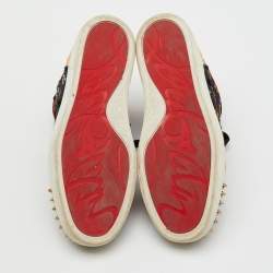 Pre Owned Christian Louboutin Multicolor Fabric and Leather Lou Spike Orlato High Top Sneakers Size 38.5