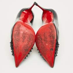 Pre Owned Christian Louboutin Black Patent Leather And Mesh Pyrami Pumps Size 41