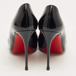 Pre Owned Christian Louboutin Black Patent Leather And Mesh Pyrami Pumps Size 41