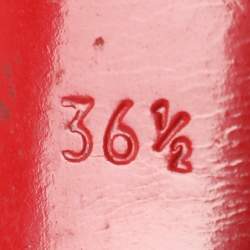 Pre Owned Christian Louboutin Red/Black Python Leather Bow Very Prive Peep-Toe Pumps Size 36.5