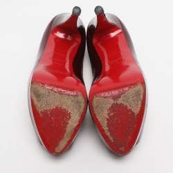 Pre Owned Christian Louboutin Burgundy Patent Leather Altadama Platform Peep Toe Pumps Size 36.5