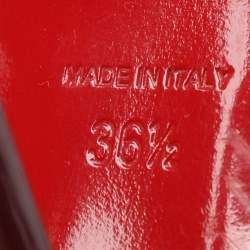 Pre Owned Christian Louboutin Burgundy Patent Leather Altadama Platform Peep Toe Pumps Size 36.5