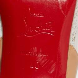 Pre Owned Christian Louboutin Beige Patent Leather and PVC Asticocotte Block Heel Pumps Size 40