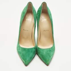 Pre Owned Christian Louboutin Green Suede So Kate Pumps Size 38.5