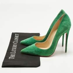 Pre Owned Christian Louboutin Green Suede So Kate Pumps Size 38.5