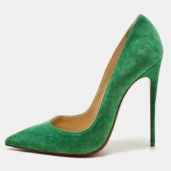 Pre Owned Christian Louboutin Green Suede So Kate Pumps Size 38.5