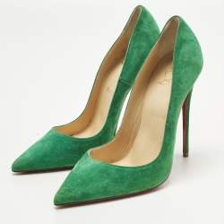 Pre Owned Christian Louboutin Green Suede So Kate Pumps Size 38.5