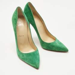 Pre Owned Christian Louboutin Green Suede So Kate Pumps Size 38.5