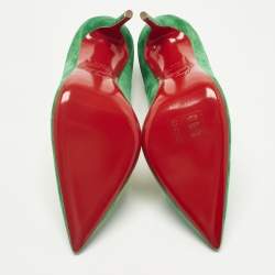 Pre Owned Christian Louboutin Green Suede So Kate Pumps Size 38.5