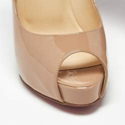 Pre Owned Christian Louboutin Beige Patent Leather New Very Prive Pumps Size 36