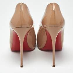 Pre Owned Christian Louboutin Beige Patent Leather New Very Prive Pumps Size 36
