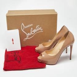 Pre Owned Christian Louboutin Beige Patent Leather New Very Prive Pumps Size 36