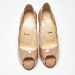 Pre Owned Christian Louboutin Beige Patent Leather New Very Prive Pumps Size 36