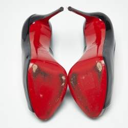 Pre Owned Christian Louboutin Black Patent Leather Very Prive Peep Toe Pumps Size 36