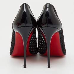 Pre Owned Christian Louboutin Black Fabric and Patent Leather Pointed Toe Pumps Size 39.5