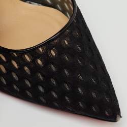 Pre Owned Christian Louboutin Black Fabric and Patent Leather Pointed Toe Pumps Size 39.5