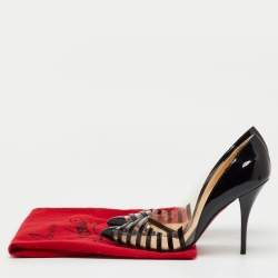 Pre Owned Christian Louboutin Black/Transparent Patent Leather and PVC Pivichic Pumps Size 39