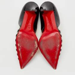 Pre Owned Christian Louboutin Black/Transparent Patent Leather and PVC Pivichic Pumps Size 39