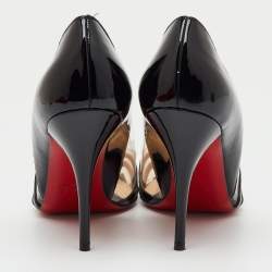 Pre Owned Christian Louboutin Black/Transparent Patent Leather and PVC Pivichic Pumps Size 39