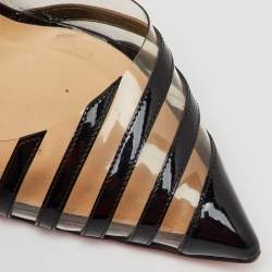 Pre Owned Christian Louboutin Black/Transparent Patent Leather and PVC Pivichic Pumps Size 39