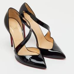 Pre Owned Christian Louboutin Black Patent Leather Pointed Toe Ograde Pumps Size 39