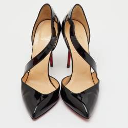 Pre Owned Christian Louboutin Black Patent Leather Pointed Toe Ograde Pumps Size 39