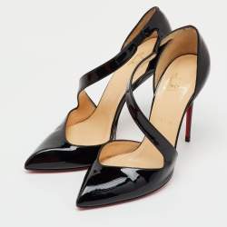 Pre Owned Christian Louboutin Black Patent Leather Pointed Toe Ograde Pumps Size 39