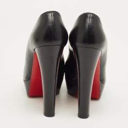 Pre Owned Christian Louboutin Black Leather Grapi Platform Pumps Size 38