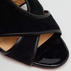 Pre Owned Christian Louboutin Black Suede Mamma Roma Open Toe Pumps Size 38