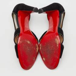 Pre Owned Christian Louboutin Black Suede Mamma Roma Open Toe Pumps Size 38