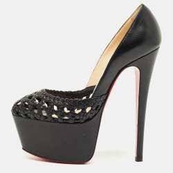 Pre Owned Christian Louboutin Black Leather Votre Altesse Pumps Size 35