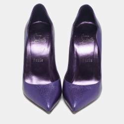 Pre Owned Christian Louboutin Purple Leather Hot Chick Pumps Size 38.5
