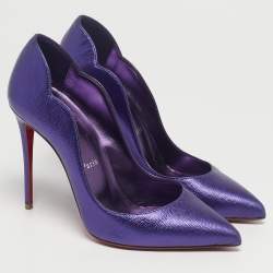 Pre Owned Christian Louboutin Purple Leather Hot Chick Pumps Size 38.5