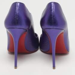 Pre Owned Christian Louboutin Purple Leather Hot Chick Pumps Size 38.5