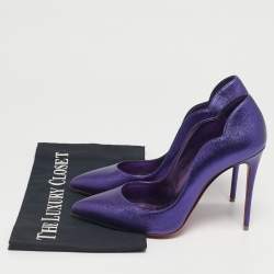 Pre Owned Christian Louboutin Purple Leather Hot Chick Pumps Size 38.5
