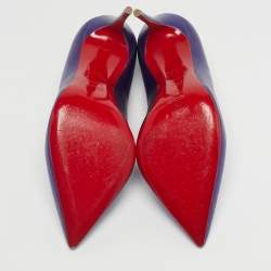 Pre Owned Christian Louboutin Purple Leather Hot Chick Pumps Size 38.5