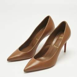 Pre Owned Christian Louboutin Brown Leather Kate Pumps Size 37