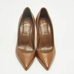 Pre Owned Christian Louboutin Brown Leather Kate Pumps Size 37