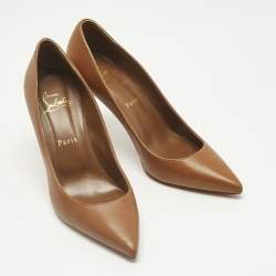 Pre Owned Christian Louboutin Brown Leather Kate Pumps Size 37
