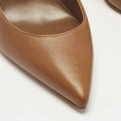 Pre Owned Christian Louboutin Brown Leather Kate Pumps Size 37
