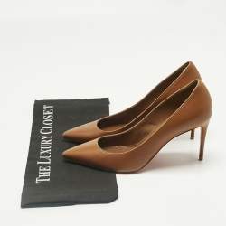 Pre Owned Christian Louboutin Brown Leather Kate Pumps Size 37
